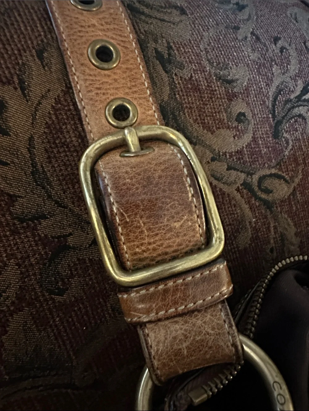 Coach 1941 Chelsea Brown Laced Leather Crossbody Shoulder Bag Brass Hardware